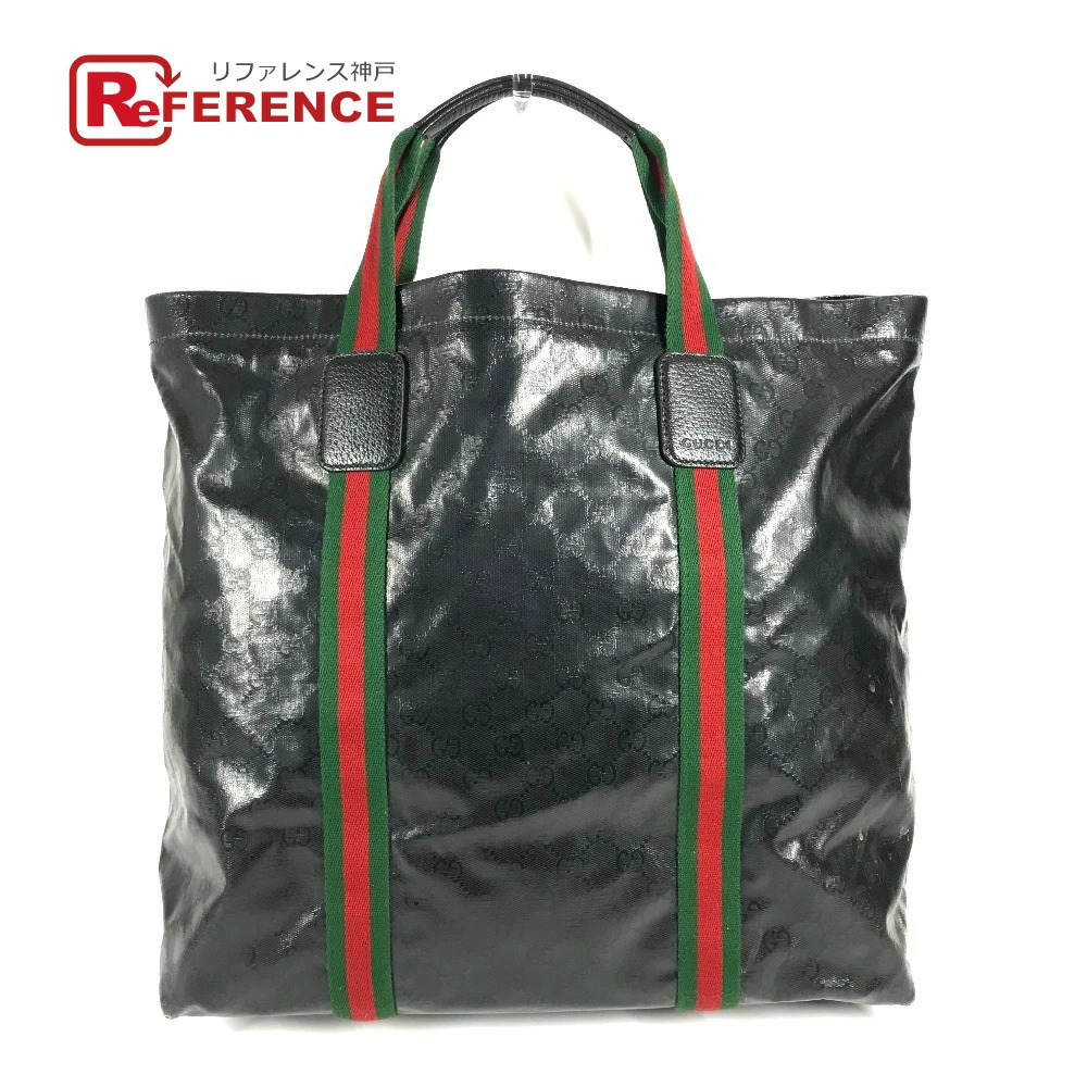 GUCCI GG Crystal Logo Sherry Tote Bag Handbag Canvas Black